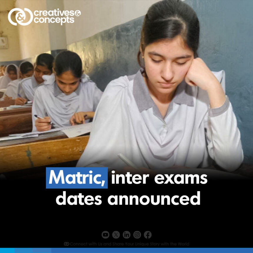 Matric, inter exams dates announced