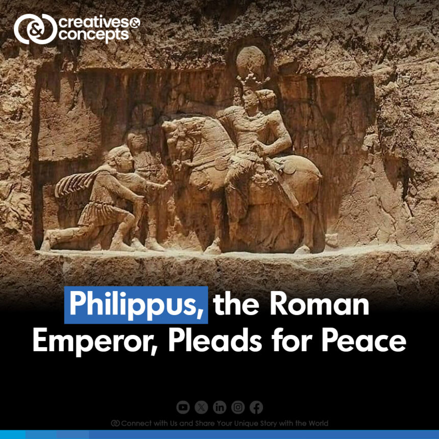 In a historic tableau captured at Naqshe Rostam, Iran, Roman Emperor Philippus the Arab