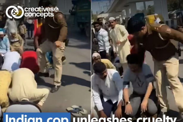 Indian Cop unleashes cruelty on Muslim men offering Friday prayers in Delhi